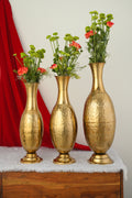 Embossed Metal Floor Vase Set (Set of 3)