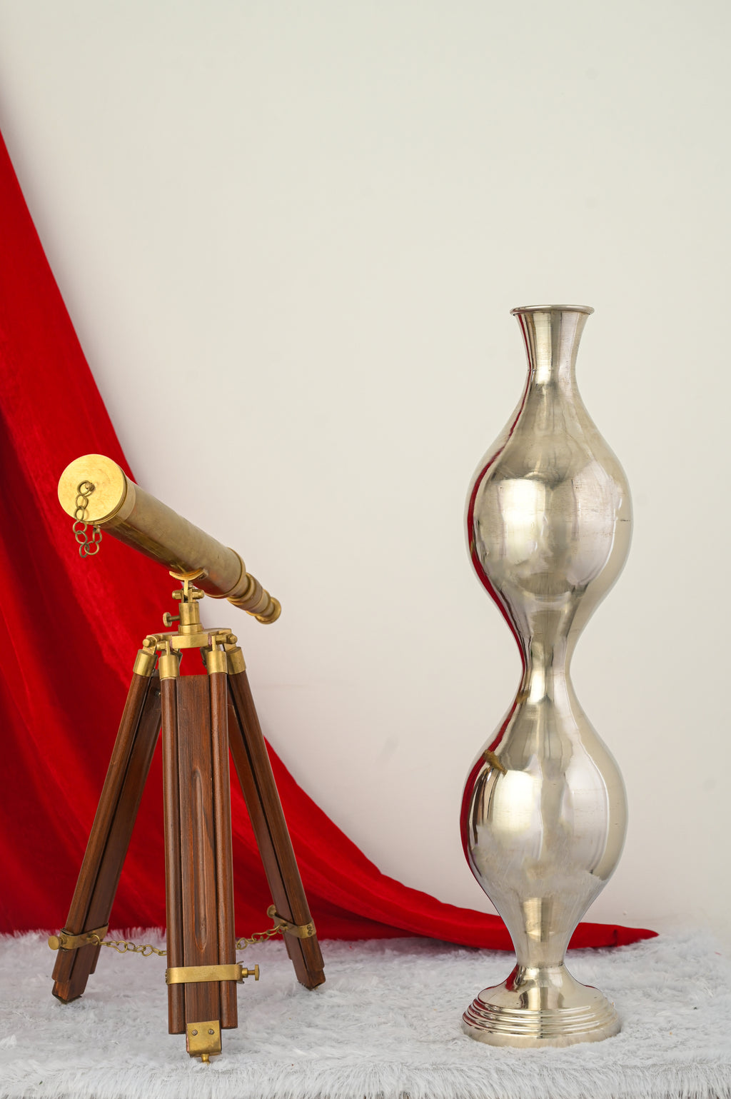Sculpted Metal Floor Vase (Silver Coated)