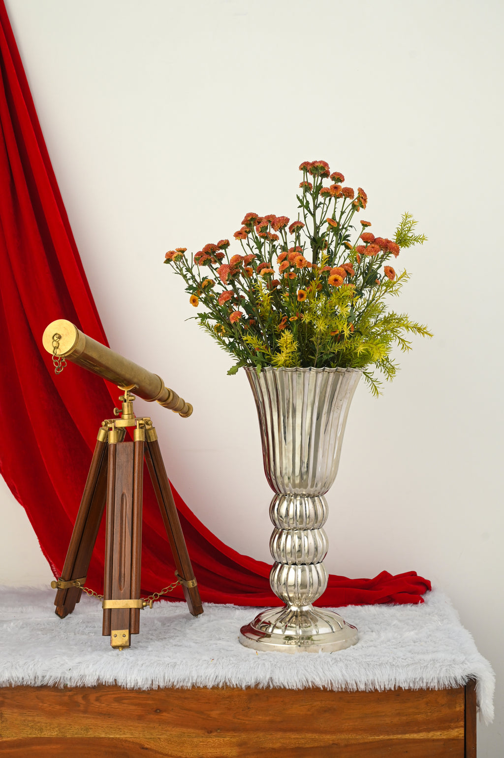Silver Coated Decorative Iron Vase – 18 Inch
