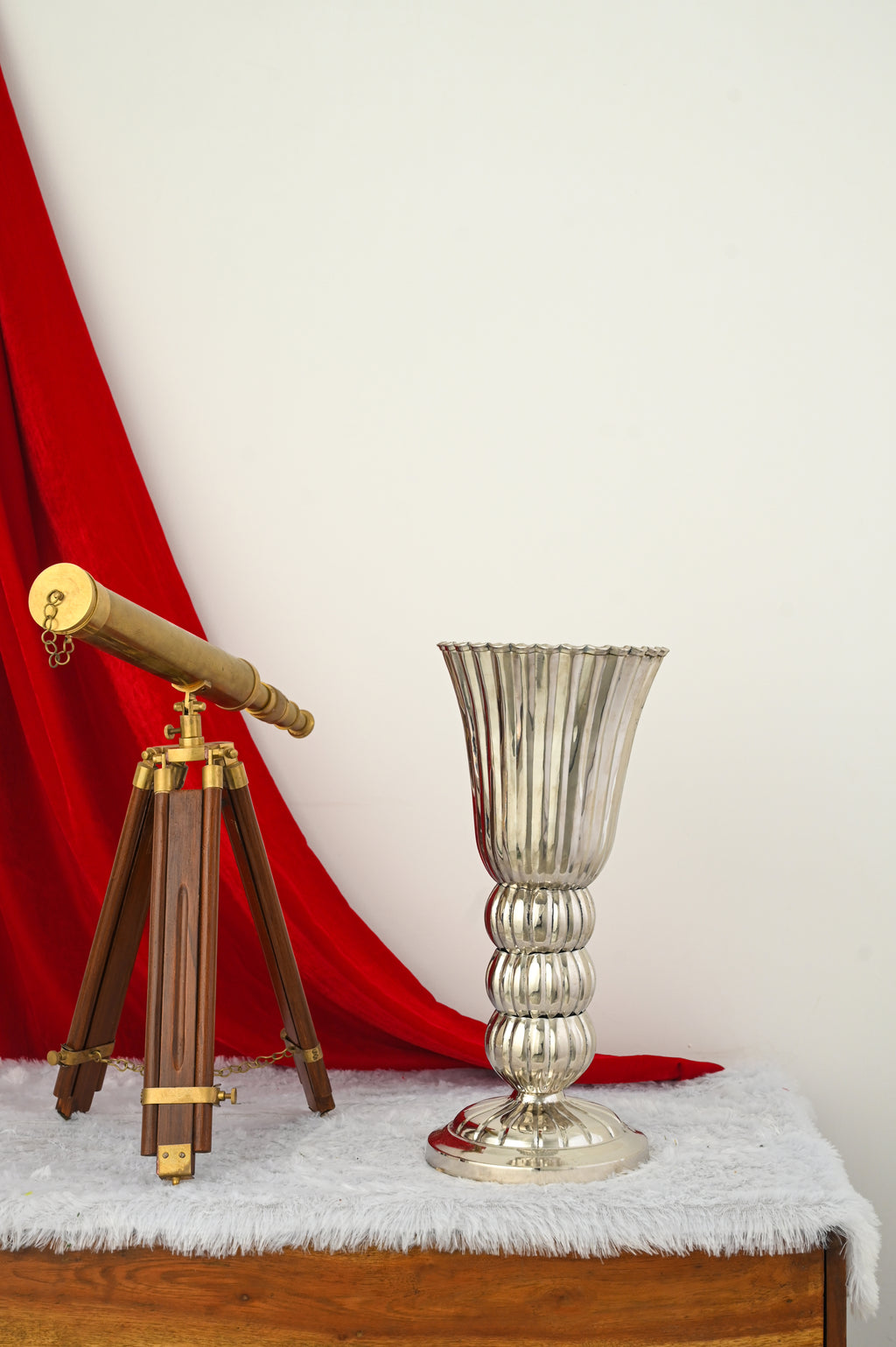 Silver Coated Decorative Iron Vase – 18 Inch
