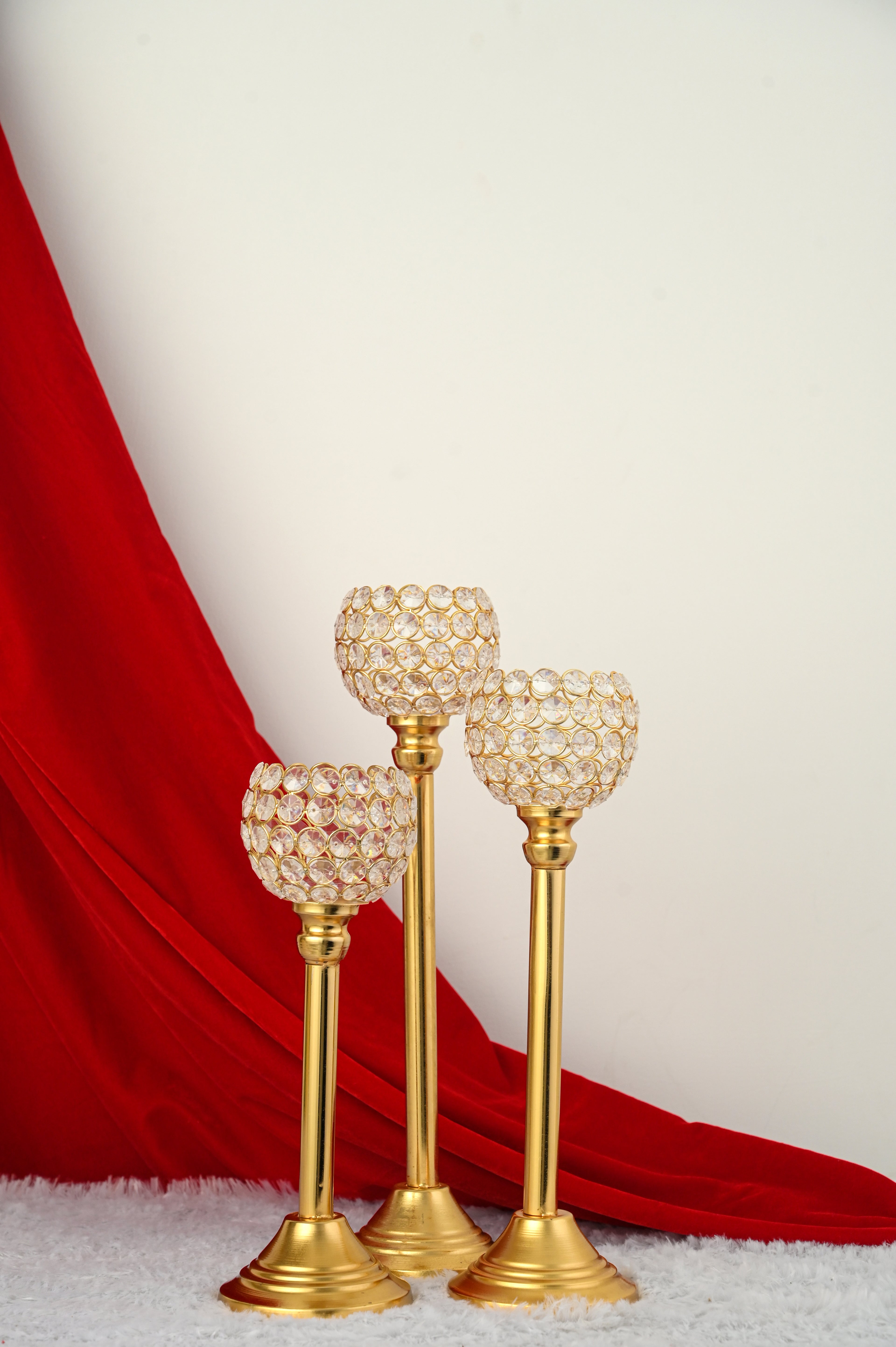 Crystal Globe Candle Stand (Set of 3)